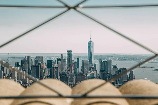 Naturskön Utsikt Över Manhattan Panorama Från Rooftop Sky New York — Stockfoto