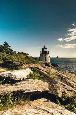 Beyaz Castle Hill Deniz Feneri manzaralı, Newport, Rhode Island, Abd