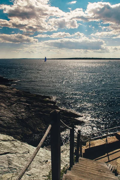 Panoramisch Uitzicht Blue Bay Castle Hill Lighthouse Newport Rhode Island — Stockfoto