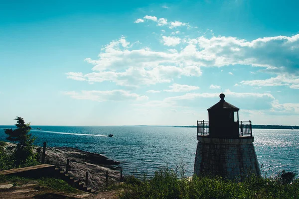 白い城の丘灯台 ニューポート ロードアイランド アメリカの景色 — ストック写真