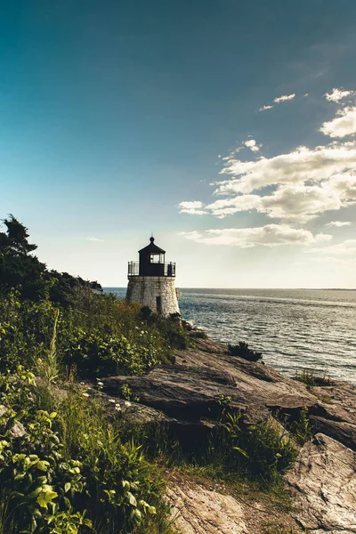 Malowniczy Widok Biały Castle Hill Lighthouse Newport Rhode Island Usa — Zdjęcie stockowe