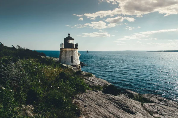 Vyhlídkový Pohled Bílý Hradní Vrch Maják Newport Rhode Island Usa — Stock fotografie