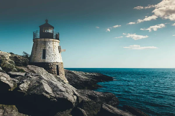 Malowniczy Widok Biały Castle Hill Lighthouse Newport Rhode Island Usa Zdjęcia Stockowe bez tantiem