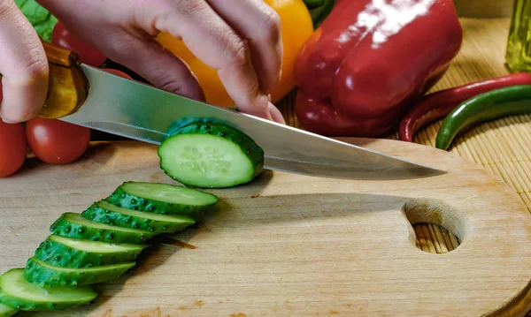 Slicing Cucumber Spring Salad — Stock Photo, Image