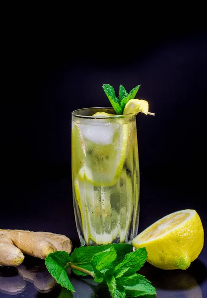 cool drink with lemon and ginger