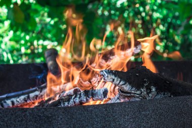 doğada şenlik ateşi, doğada barbekü, açık ateş