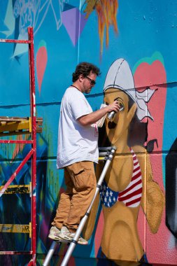 Magdeburg, Almanya 20 Mayıs 2018: Grafiti sanatçısı Magdeburg Aerosol arenada yere. Aerosol Arena dünya çapında graffiti sanatçıları için bir olay yer.