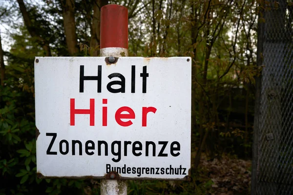 Sign Former Inner German Border Inscription Stop Here Zonal Border — Stock Photo, Image