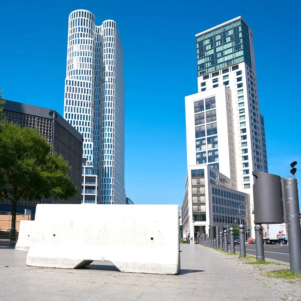 Concrete barrier for counterterrorism on the Breitscheidplatz in the city center of Berlin
