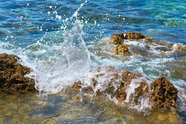 Praia Rochosa Costa Porec Croácia — Fotografia de Stock