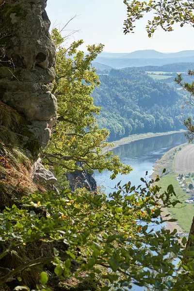 View Elbe Sandstone Mountains Valley River Elbe — Stock Photo, Image