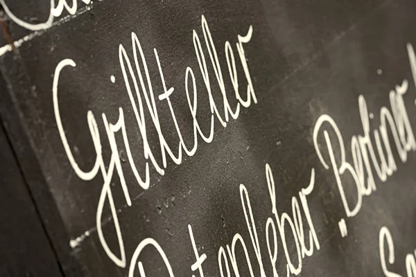 Chalkboard Word Mixed Grill Grillteller Front Restaurant Leipzig Germany — Stock Photo, Image