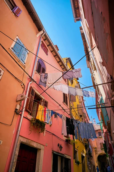 Clothesline Orașul Vechi Istoric Rovinj Din Croația — Fotografie, imagine de stoc