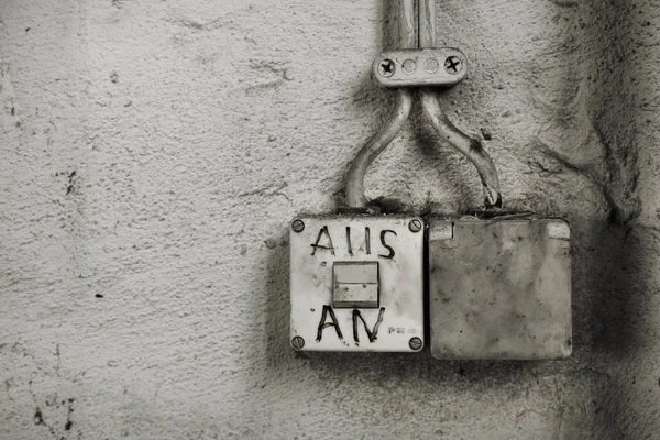 Old Light Switch Inscription Abandoned Factory Magdeburg — Stock Photo, Image