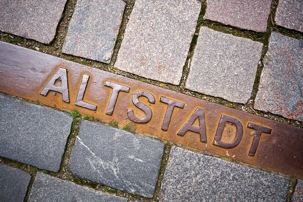 Markierung Der Historischen Altstadt Auf Dem Kopfsteinpflaster Der Stadt Schmalkalden — Stockfoto