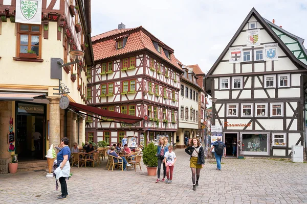 シュマルカルデン ドイツ 2019年5月31日 ドイツのチューリンギアのシュマルカルデン旧市街にある歴史的な半木造住宅 — ストック写真