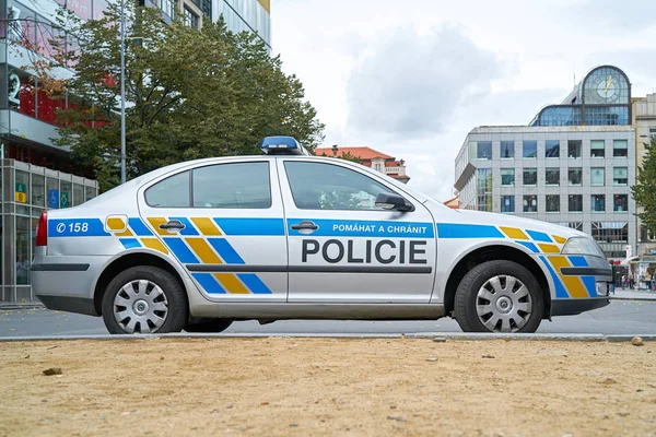 Prague Czech Republic October 2019 Politibil Politiaksjon Sentrum Praha Tsjekkia – stockfoto