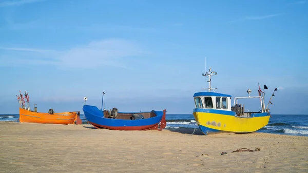 Barcos Pesca Playa Rewal Costa Polaca Del Mar Báltico — Foto de Stock