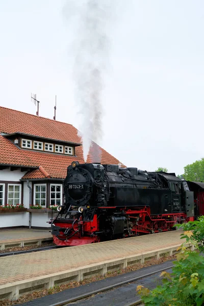 Wernigerode Deutschland Mai 2020 Lokomotive Und Wagen Der Brockenbahn Bahnhof — Stockfoto