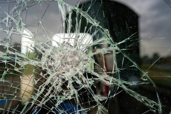 Destroyed Glass Window Pane Railway Wagon — Stock Photo, Image