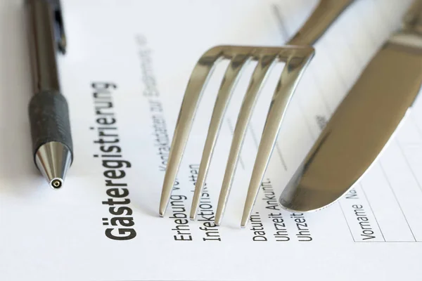 Formulaire Inscription Des Invités Gaesteregistrierung Dans Restaurant Allemagne Pendant Pandémie — Photo