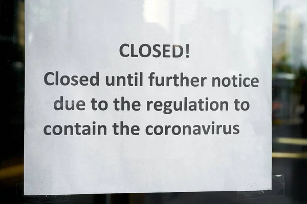 Sign Front Door Closed Hotel Berlin Corona Pandemic — Stock Photo, Image