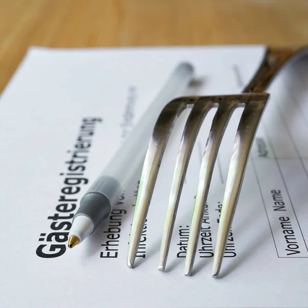 Form for guest registration (Gaesteregistrierung) in a restaurant in Germany during the Corona pandemic