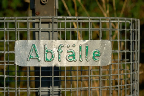 Corbeille Déchets Sur Une Route Allemagne Avec Inscription Déchets Abflle — Photo