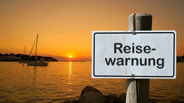 Podpis Nápisem Cestovní Varování Reisewarnung Rekreačním Středisku Důsledku Rostoucí Infekce — Stock fotografie