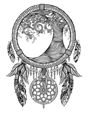 Ağaç dreamcatcher boyama sayfası.