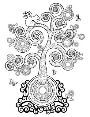 Spiral Ağaç Boyama Sayfası