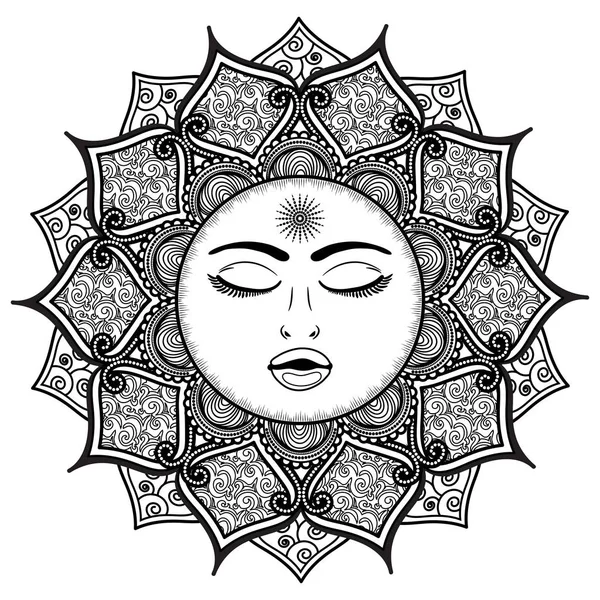 Pagina Colorare Sun Mandala — Foto Stock