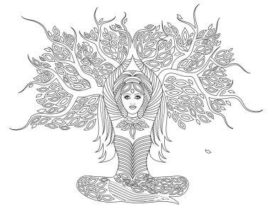 Lady Shaman Ağacı Boyama Sayfası