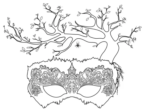 Maskerade Baum Malvorlage Seite — Stockfoto