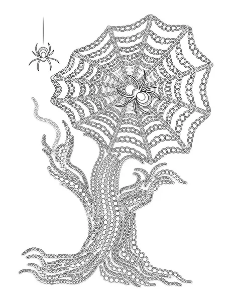 Spinne Web Tree Malseite — Stockfoto