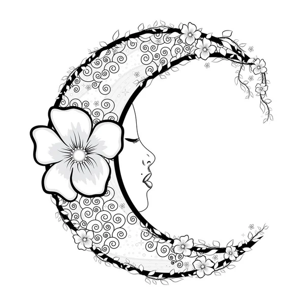 Ημισέληνος Λουλούδι Φεγγάρι Χρωματισμός Σελίδα — Φωτογραφία Αρχείου