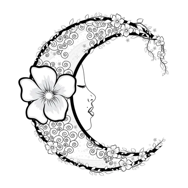 Crescent Flower Moon Coloring Page