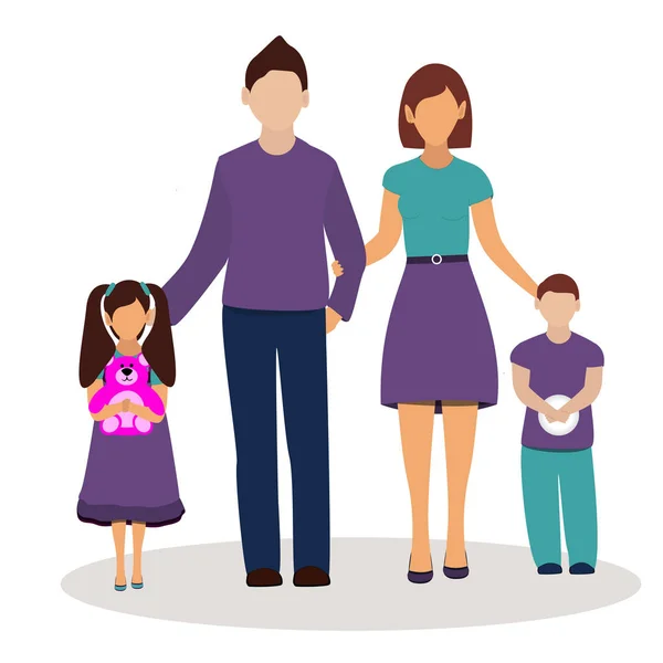Family Father Mother Son Daughter Together White Background Vector Illustration — Stock Vector