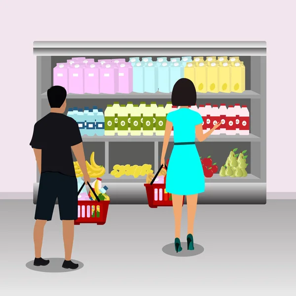 Nakupování Supermarketu Vektorové Ilustrace — Stockový vektor
