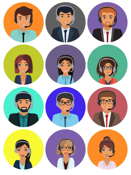 Male Female Faces Avatars Business People Avatar Icons Men Women — Stock Vector