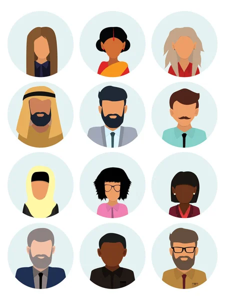Male Female Faces Avatars Business People Avatar Icons Men Women — Stock Vector