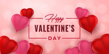 Sevgililer günü el çekilmiş tipografi 3d yürekleri. Sevgililer günü geniş arka plan ve kalp balon şeklinde. Tatil tebrik kartı, poster, afiş, logo, satış, sahil yolu. Vektör çizim.