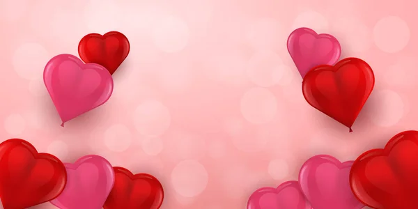 Fondo Día San Valentín Con Globos Corazón Espacio Vacío Para — Archivo Imágenes Vectoriales