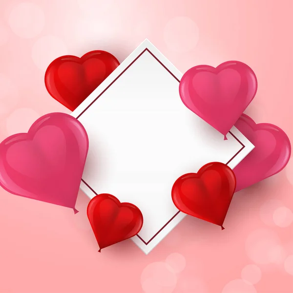 Šťastný Valentýna Karty Balónky Srdce Prázdné Místo Pro Váš Text — Stockový vektor