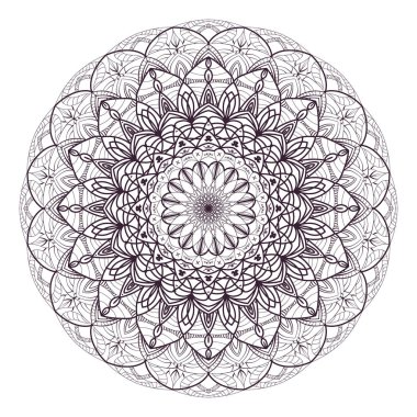 Henna, Mehndi, dövme, dekorasyon için mandala şeklinde dairesel desen. Etnik doğu tarzında dekoratif süs. Çocuklar ve yetişkinler için boyama kitabı, sanat kitabı için sayfa. Vektör