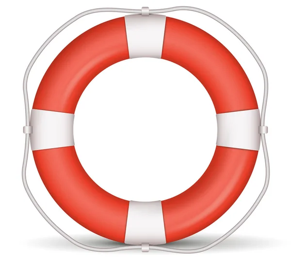 Red Lifebuoy Isolated White Background Vector Illustration Template — Stock Vector