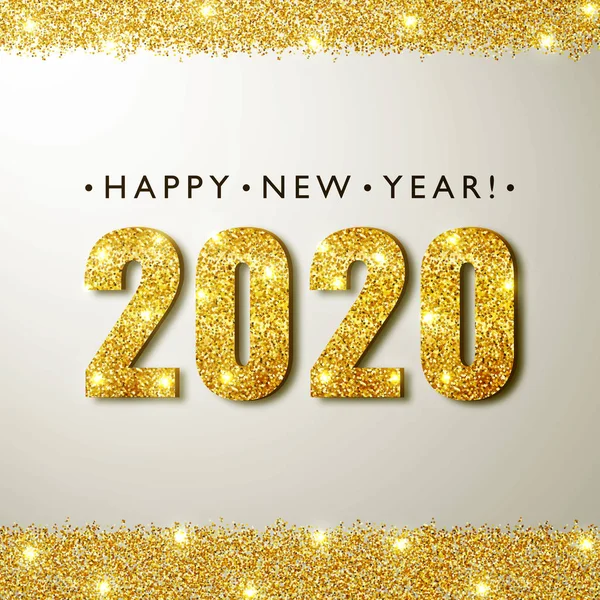 2020 Yeni Yıl. Parlak parıltıları olan altın metin.