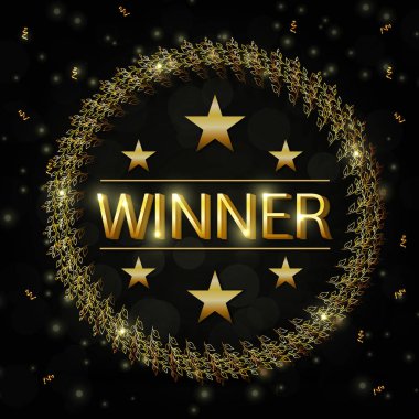 Altın çelenkli ve tebrik kartı, poster ya da afiş için yıldızlı klasik kart tasarımı. Vektör illüstrasyonu.