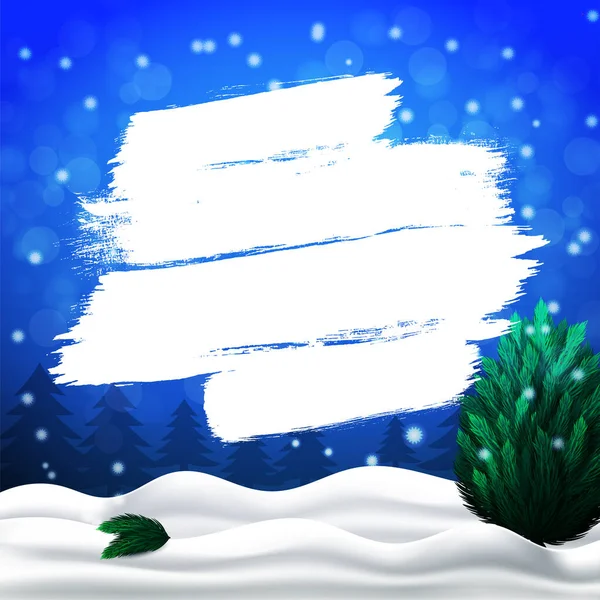 Fondo Azul Navidad Paisaje Invernal Copo Nieve Otoño Nieve Plantilla — Vector de stock