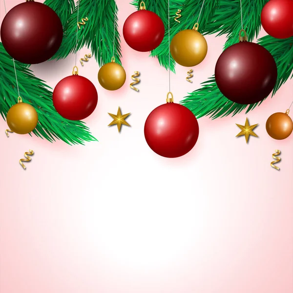 Natale Capodanno Sfondo Biglietto Auguri Festa Invito Volantino Poster Banner — Vettoriale Stock
